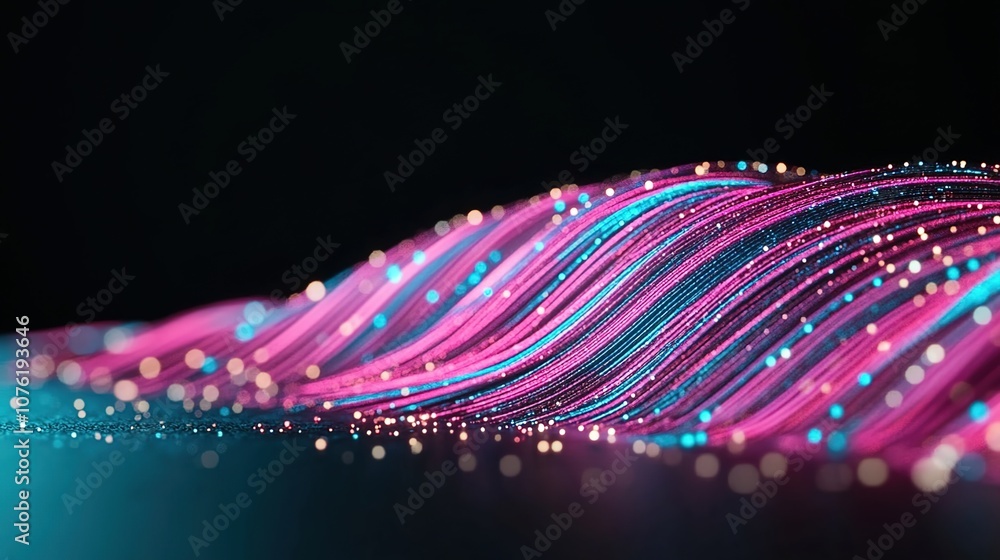 Poster abstract digital waves of light in vibrant colors creating a captivating display of energy and motio
