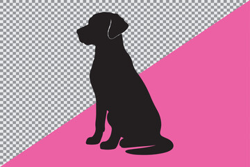 A black silhouette of a sitting dog