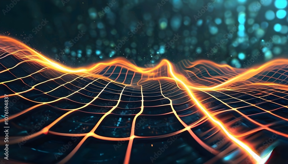 Aufkleber fractal space technology design, a wave pattern backdrop representing motion and light, an ideal ele