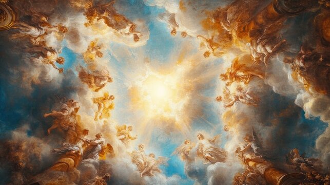 A Painting of Angels in Heaven