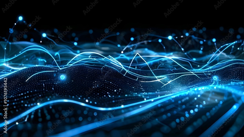 Aufkleber glowing energy lines explode in a fractal realm, creating a mesmerizing digital art backdrop