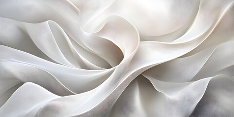 Fototapeta premium Serene Drapery: Abstract image of elegant, flowing fabric in shades of off-white and grey, creating a soft, luxurious mood. Perfect for backgrounds, fashion, and design projects. 