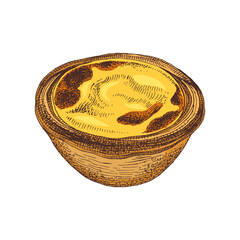 Pastel de nata tart hand drawn illustration