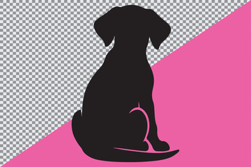 A black silhouette of a sitting dog