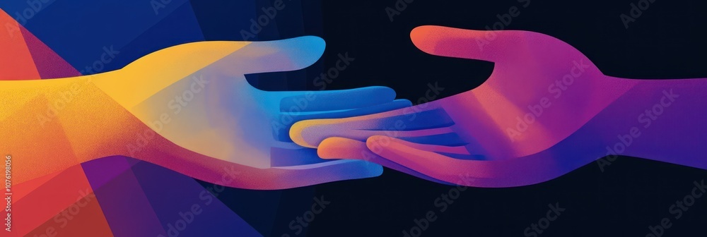 Aufkleber two stylized hands reaching towards each other, symbolizing connection and unity.