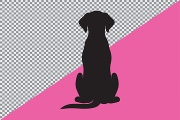 A black silhouette of a sitting dog