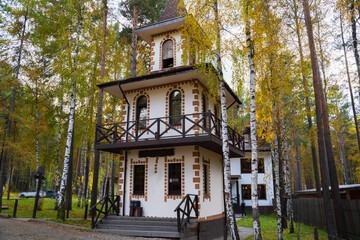 Elements of a beautiful wooden houses. Irkutsk from various perspectives. Variety of architectural...