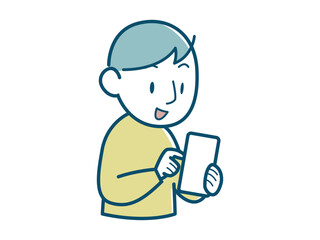 スマートフォンを操作する男性のイラスト