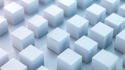 Obraz premium A minimalist arrangement of white cubes, creating a soothing and modern visual pattern with soft lighting.