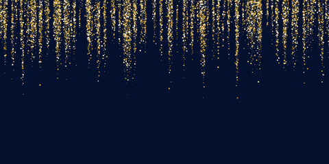 Bright vector illustration Magic rain of sparkling glittery particles lines on a dark background. © aleksei_derin