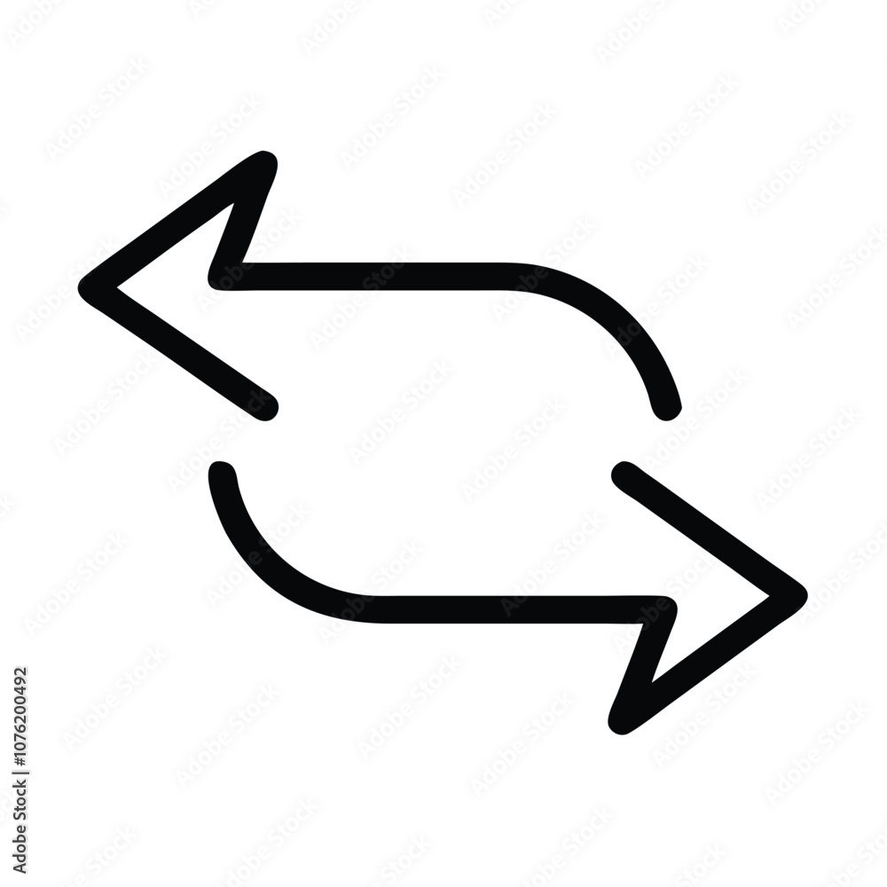 Poster bidirectional curved arrows vector icon, vector icon of two curved arrows pointing in opposite direc
