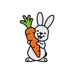 Cute Pink Bunny Holding Carrot Illustration