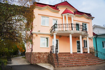 Element of a beautiful building. Irkutsk from various perspectives. Variety of architectural styles 