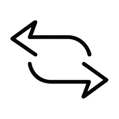 Bidirectional curved arrows vector icon, Vector icon of two curved arrows pointing in opposite directions, symbolizing exchange, synchronization, and repeat action.
