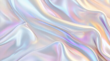 Obraz premium Close-up of shimmering pastel iridescent fabric, creating a soft, flowing texture with a dreamy vibe.
