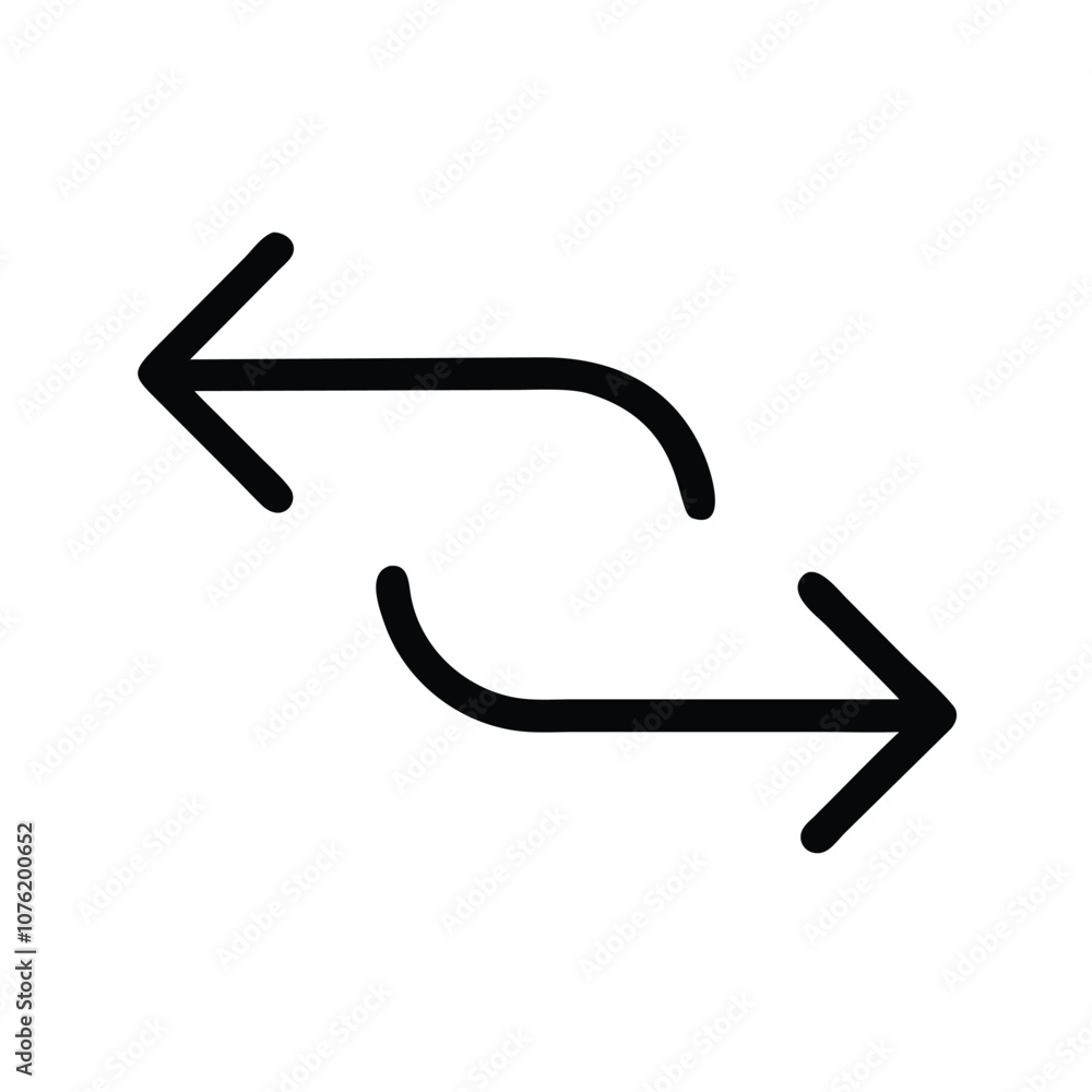 Poster curved arrows exchange vector icon, vector icon of two curved arrows pointing left and right, symbol