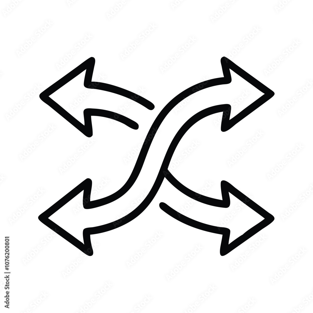 Poster crisscross arrows vector icon illustration, vector icon of two intersecting curved arrows, represent