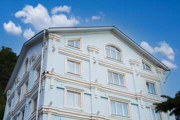 Element of a beautiful building. Irkutsk from various perspectives. Variety of architectural styles 