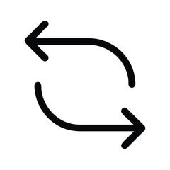 Curved arrows exchange vector icon, Vector icon of two curved arrows pointing left and right, symbolizing exchange, rotation, and synchronization.
