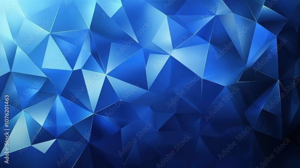 Aufkleber blue abstract background featuring geometric triangular shapes in various shades of blue, creating a