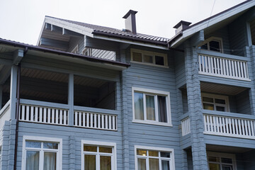 Elements of a beautiful wooden houses. Irkutsk from various perspectives. Variety of architectural...