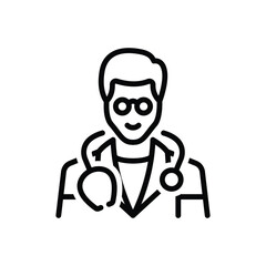 Black line icon for doctor