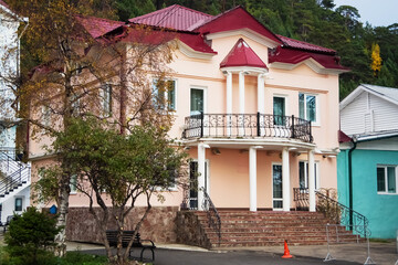 Element of a beautiful building. Irkutsk from various perspectives. Variety of architectural styles 