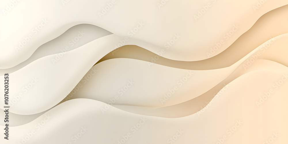 Poster abstract waves in cream and gold: a minimalist abstract design featuring a subtle gradient of cream 