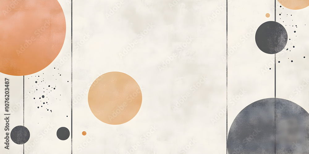 Poster abstract minimalist circles: a delicate and airy abstract background with a subtle woodgrain texture