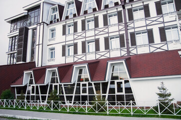 Element of a beautiful building. Irkutsk from various perspectives. Variety of architectural styles 
