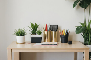 Fototapeta premium A minimalist workspace with a clean and organized aesthetic
