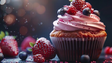 A close up shot of gourmet fast food vegan cupcake