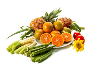 Fruits and vegetables isolated on white background..