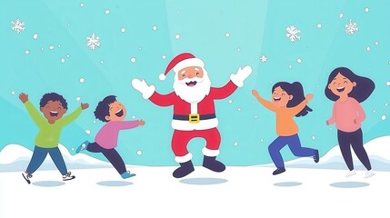 Joyful Celebration with Santa Claus Surrounded by Festive Decorations