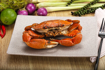 Delicous luxury steamed red crab