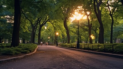 Peaceful Stroll Through a Sunlit Park