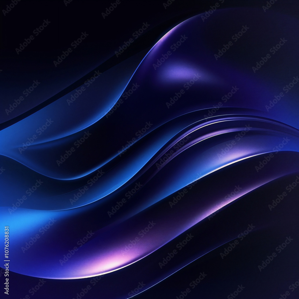 Poster a smooth and sleek abstract design featuring flowing waves in deep shades of blue and purple, creati