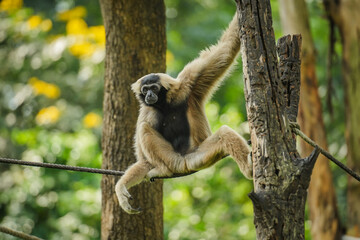 Obraz premium pileated gibbon on tree