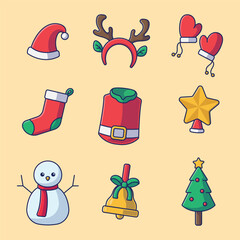 Christmas element set vector icon