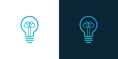 Creative icon of a half brain half lightbulb representing ideas, creativity, knowledge, technology