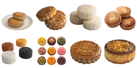 Moon cake isolated 3d mockup without background using for Lunar newyear purpose.