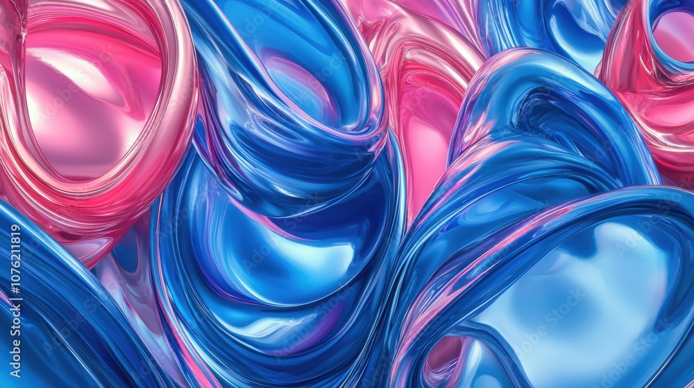 Poster swirling waves of pink and blue create a vibrant and dynamic abstract composition.