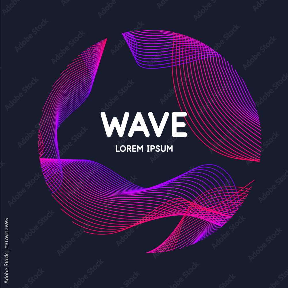 Poster vector abstract background with dynamic waves, line and particles. illustration suitable for design