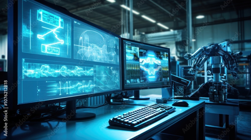 Poster advanced robotics and automation in a modern factory