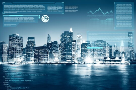 A view of New York city at night time