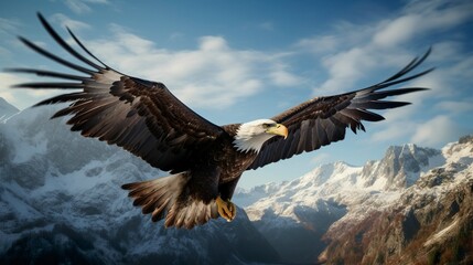 A photo of a majestic eagle in flight