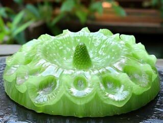 Green Jade Lotus Sculpture.