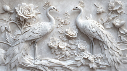 Carved Nature and animal Motifs wall paper