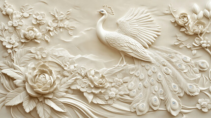 Carved Nature and animal Motifs wall paper