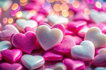 Obraz premium Pink and White Hearts Frame, High Depth of Field, Beautiful Border
